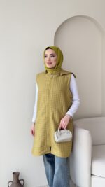 İndirimli Kapitone Yelek - Yağ Yeşili - Görsel 4