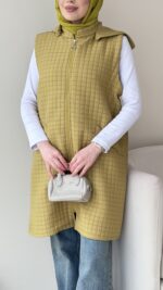 İndirimli Kapitone Yelek - Yağ Yeşili - Görsel 5