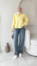 İndirimli Bebe Yaka Gömlek - Sarı