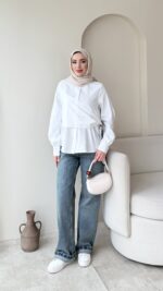 Life Fularlı Gömlek - Beyaz