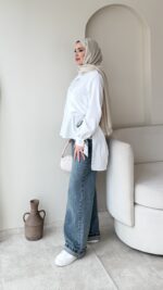 Life Fularlı Gömlek - Beyaz - Görsel 2