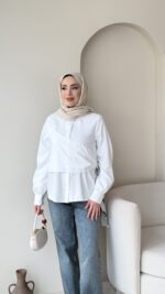 Life Fularlı Gömlek - Beyaz - Görsel 3