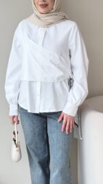 Life Fularlı Gömlek - Beyaz - Görsel 4