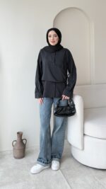 Life Fularlı Gömlek - Siyah