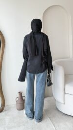 Life Fularlı Gömlek - Siyah - Görsel 3