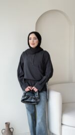 Life Fularlı Gömlek - Siyah - Görsel 4