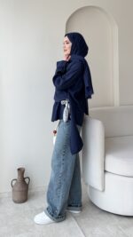 Life Fularlı Gömlek - Lacivert - Görsel 2