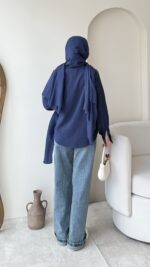 Life Fularlı Gömlek - Lacivert - Görsel 3