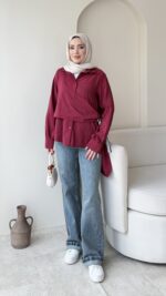 Life Fularlı Gömlek - Bordo