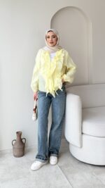 İndirimli Tasarım Gömlek - Sarı