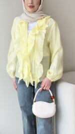 İndirimli Tasarım Gömlek - Sarı - Görsel 4