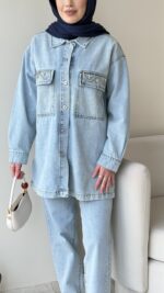 Viva Taşlı Kot Takım - Mavi - Görsel 5