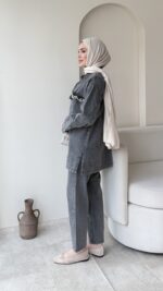 Viva Taşlı Kot Takım - Gri - Görsel 2