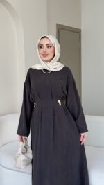 Nara Bağlamalı Elbise - Kahverengi - Görsel 4