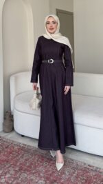 İndirimli Kot Elbise - Mürdüm