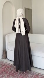 İndirimli Kot Elbise - Kahverengi - Görsel 3