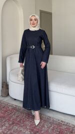 İndirimli Kot Elbise - Lacivert