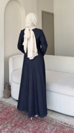 İndirimli Kot Elbise - Lacivert - Görsel 3