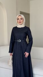 İndirimli Kot Elbise - Lacivert - Görsel 4