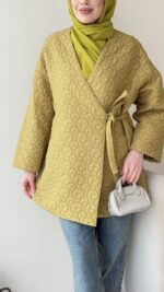 İndirimli Kapitone Kimono - Yağ Yeşili - Görsel 5