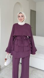 Leya Kat Katlı Takım-Mürdüm - Görsel 4