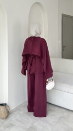 Loly Pelerin Detaylı Takım-Bordo - Görsel 3