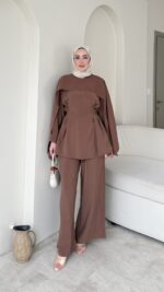 Loly Pelerin Detaylı Takım-Kahve