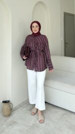 Zenna Puantiyeli Gömlek-Bordo