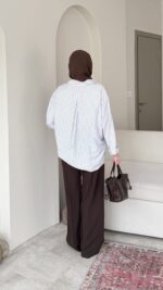 Vual Çizgili Gömlek-Kahve - Görsel 3