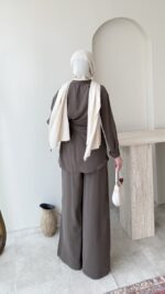 Noren Bağlama Detaylı Takım-Kahve - Görsel 3