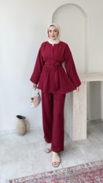 Feril Bağlamalı Takım-Bordo