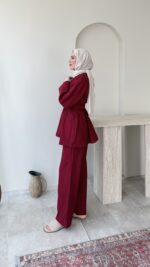 Feril Bağlamalı Takım-Bordo - Görsel 2