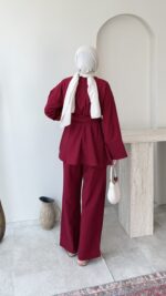 Feril Bağlamalı Takım-Bordo - Görsel 3