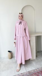 Molis Fularlı Takım-Pembe