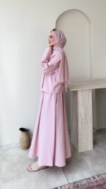 Molis Fularlı Takım-Pembe - Görsel 2