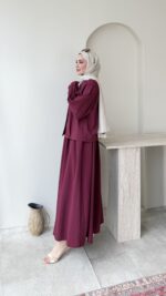 Molis Fularlı Takım-Bordo - Görsel 2