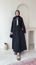 Molis Fularlı Takım-Siyah