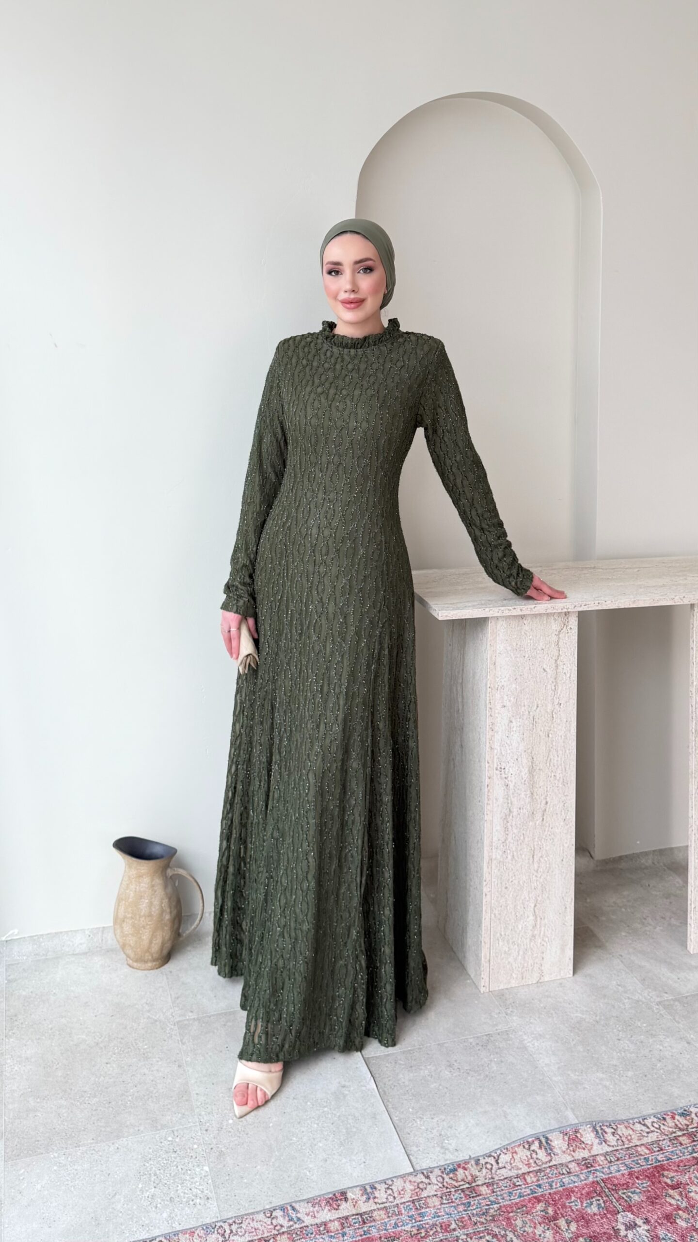 1778748871_0_6a058dc7506ba.jpeg Yelda Elbise-Yeşil - Görsel 1