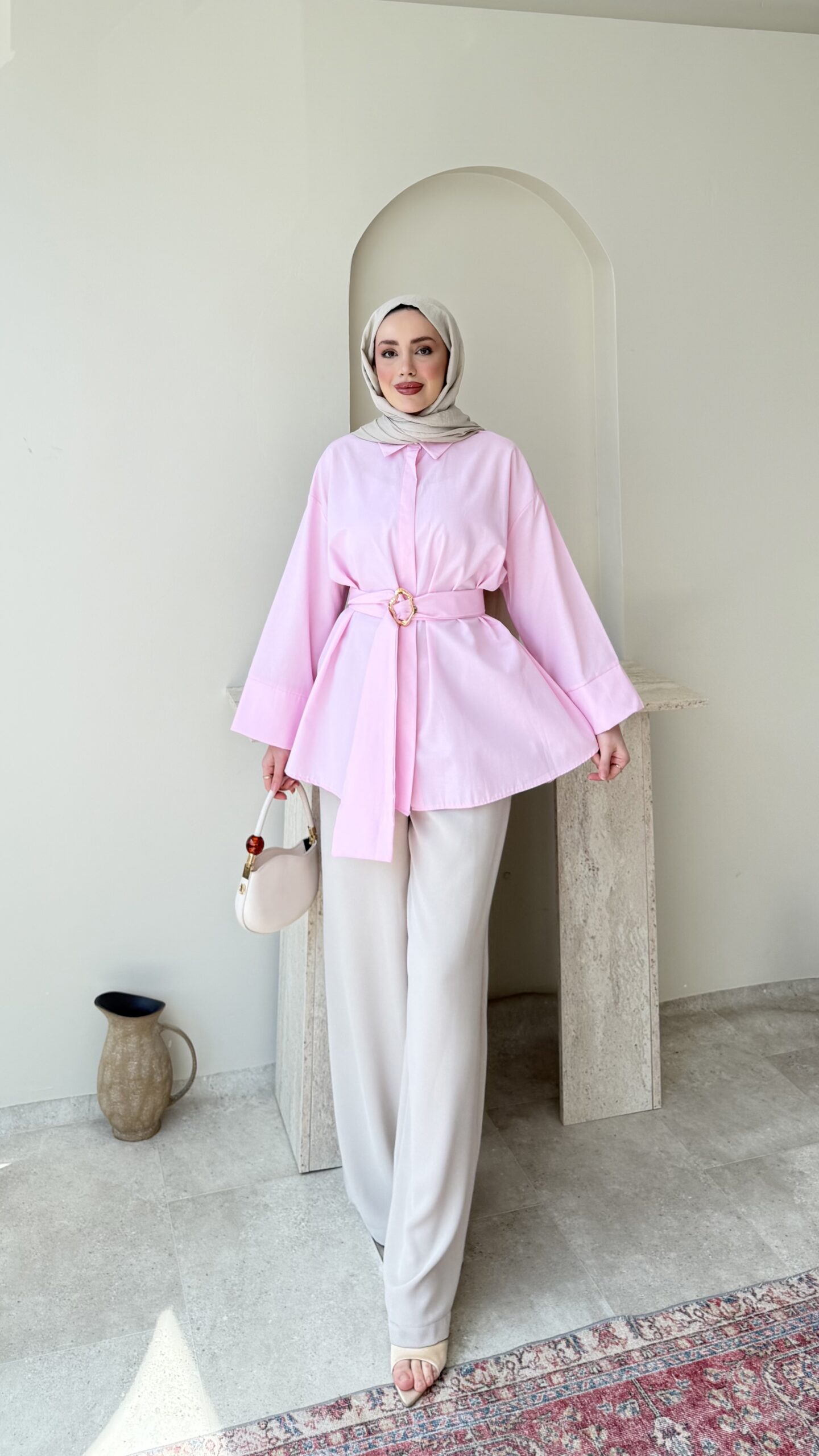 1778872058_0_6a076efaa7137.jpeg Pulis Kemerli Gömlek-Pembe - Görsel 1