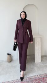 Polya Blazer Takım - Mürdüm