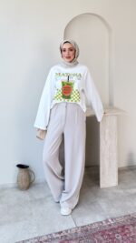Selin Baskılı Sweat-Beyaz