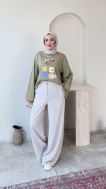 Nilü Baskılı Sweat-Yeşil