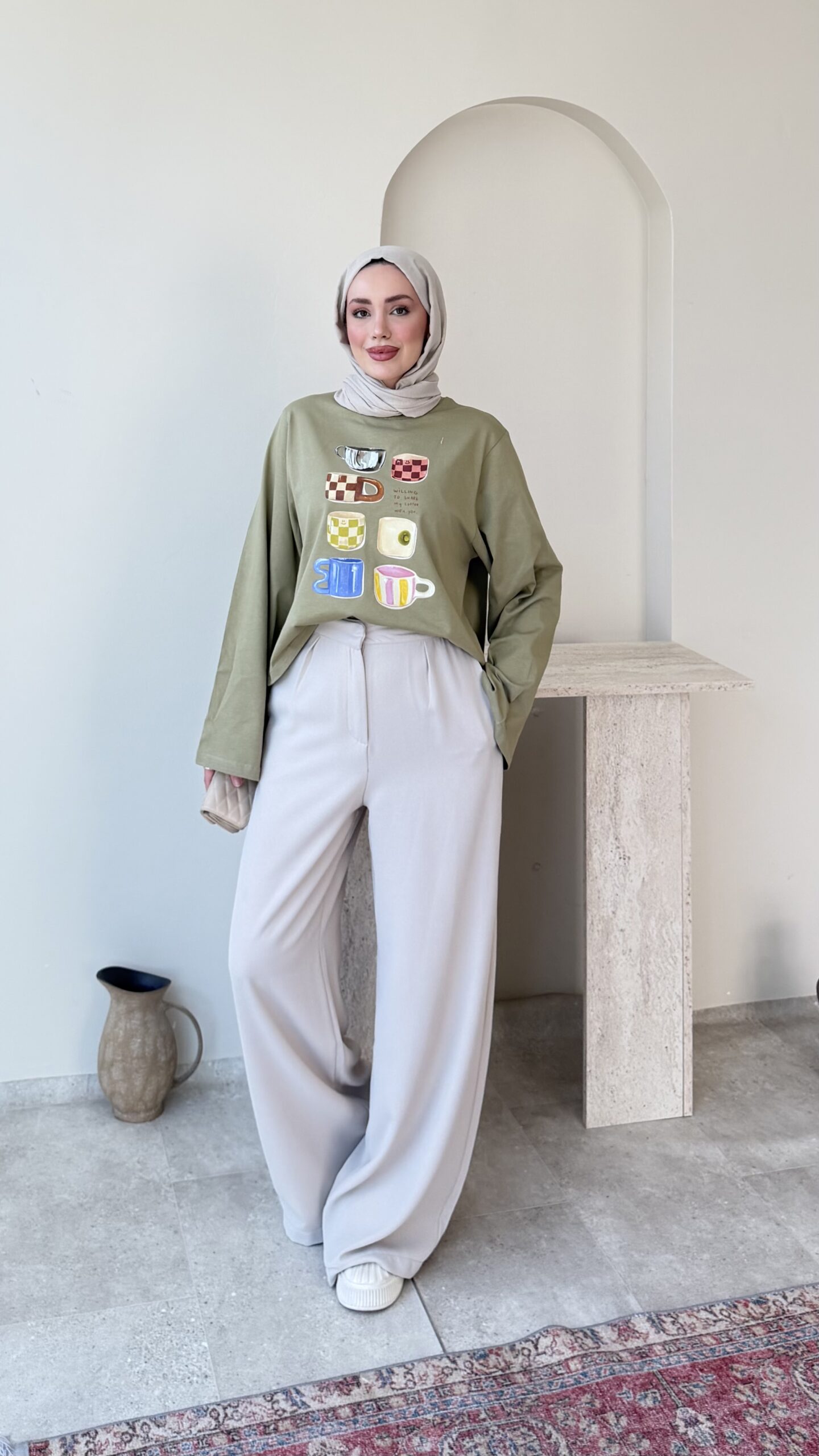 1778875019_0_6a077a8b4485e.jpeg Nilü Baskılı Sweat-Yeşil - Görsel 1