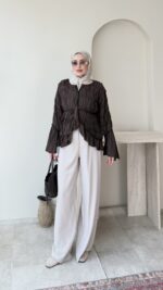 Safir Bürümcük Kimono-Kahve