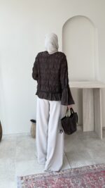 Safir Bürümcük Kimono-Kahve - Görsel 3
