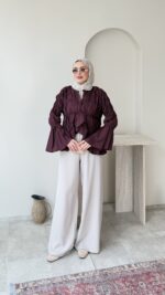 Safir Bürümcük Kimono-Bordo