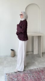 Safir Bürümcük Kimono-Bordo - Görsel 2