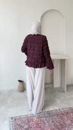 Safir Bürümcük Kimono-Bordo - Görsel 3
