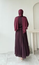Real Taşlı Elbise - Bordo - Görsel 3