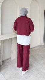Mia Çilek Kumaş Takım - Bordo - Görsel 3